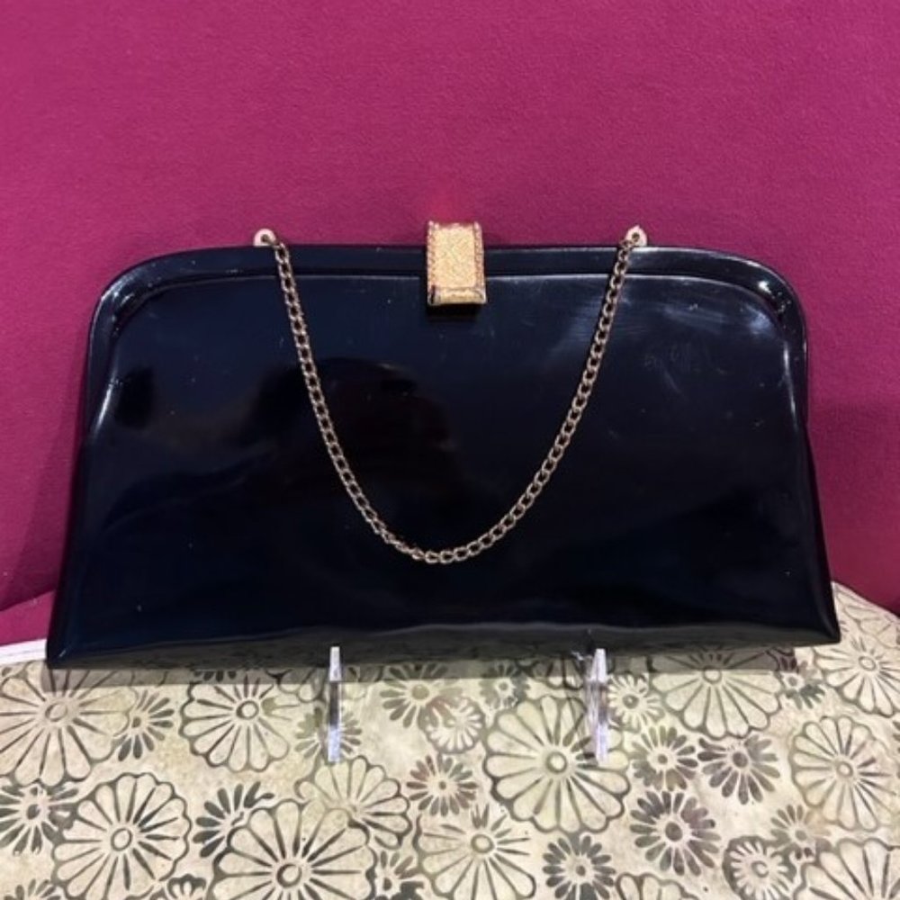 VTG “After Five” Black Patent Leather Clutch/Evening PURSE